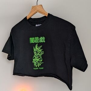 Yu-Gi-Oh Cropped T-shirt with Lime Green Yugi Embroidery